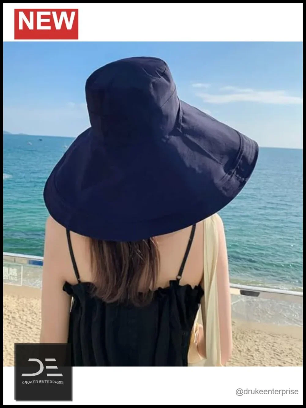 Women Wide Brim Sun Hat UV Protection Reversible Adjustable